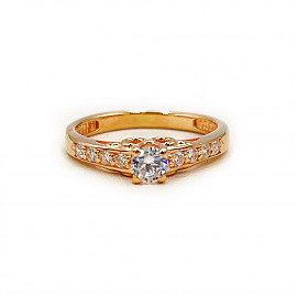 Каблучка з золота червоного кольору з цирконом 01-200817561