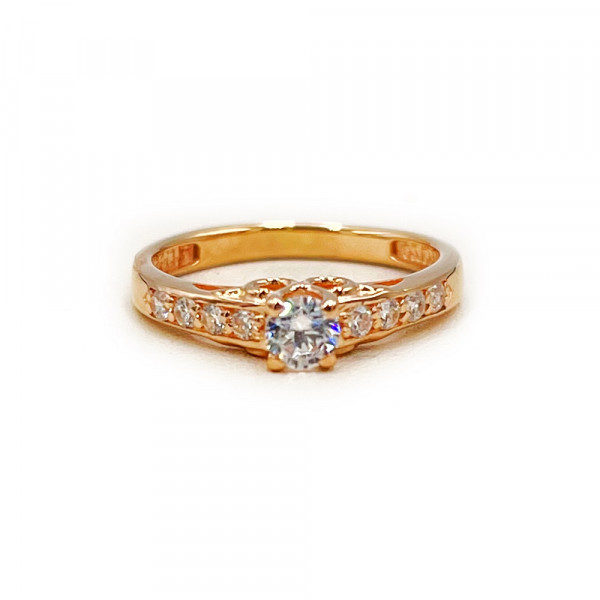 Каблучка з золота червоного кольору з цирконом