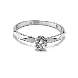 Золотое кольцо с белым бриллиантом 01-200817961