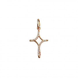 Крестик из красного золота с цирконом 01-200859461