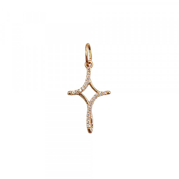 Крестик из красного золота с цирконом