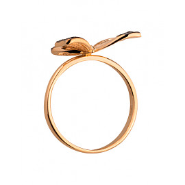 Золотое кольцо в красном цвете с цирконом «Бабочка»