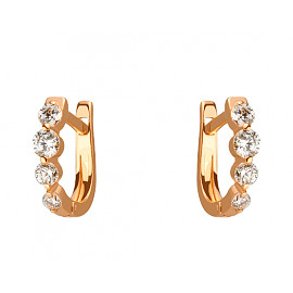 Серьги из красного золота с цирконом 01-19258262