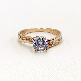 Золотое кольцо в красном цвете с цирконом 01-19273162