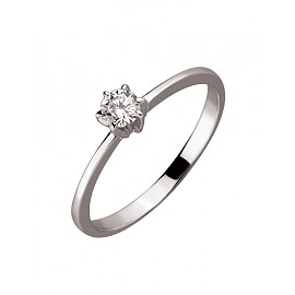 Каблучка з золота у білому кольорі з цирконом 01-200055162