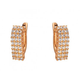 Золотые серьги в красном цвете с цирконом 01-200072462