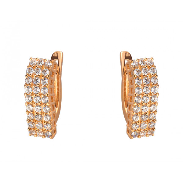 Золотые серьги в красном цвете с цирконом