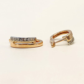 Серьги из золота в красном с белым цвете с цирконом 01-200125862