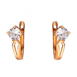 Золоті сережки у червоному кольорі з цирконом 01-200191462