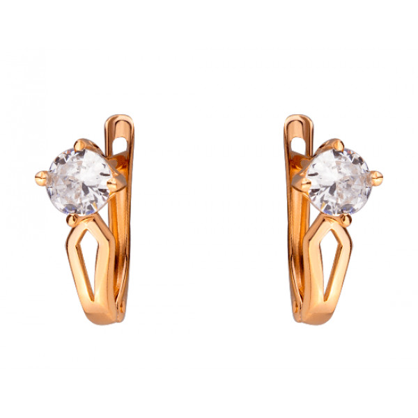 Золоті сережки у червоному кольорі з цирконом