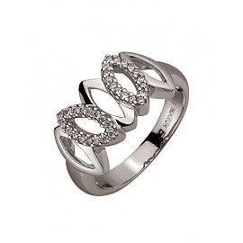 Каблучка з золота білого кольору з жовтими діамантами