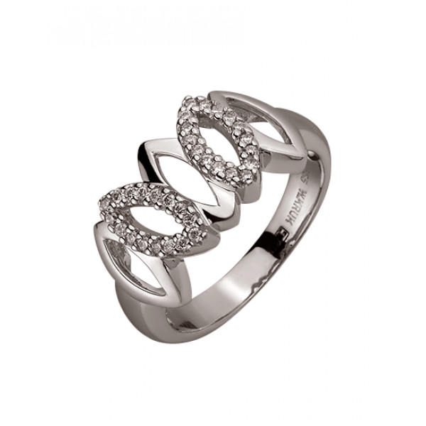 Каблучка з золота білого кольору з жовтими діамантами