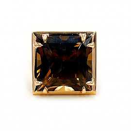 Кольцо из золота в красном цвете с дымчатым кварцем и белыми бриллиантами 01-200768462