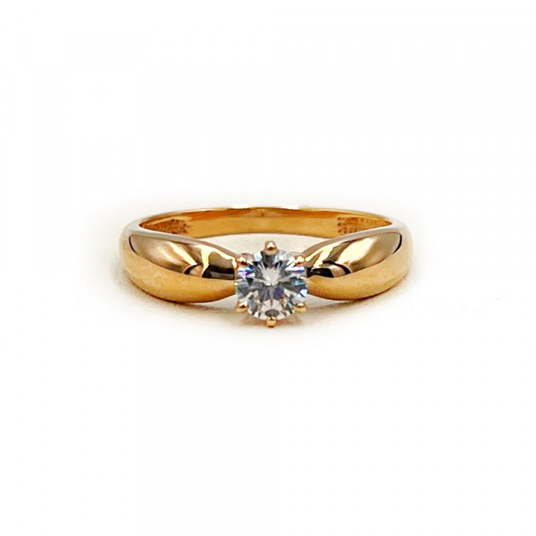 Каблучка з золота червоного кольору з цирконом