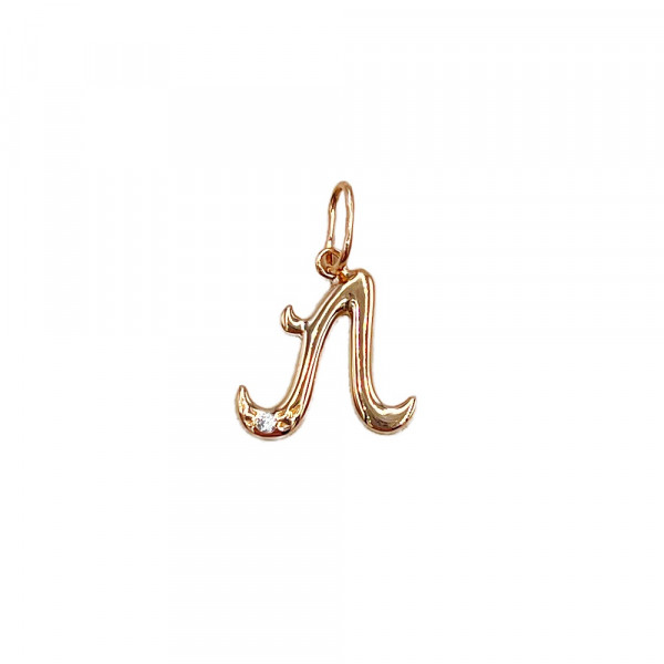 Кулон з червоного золота з цирконом «Літера Л»
