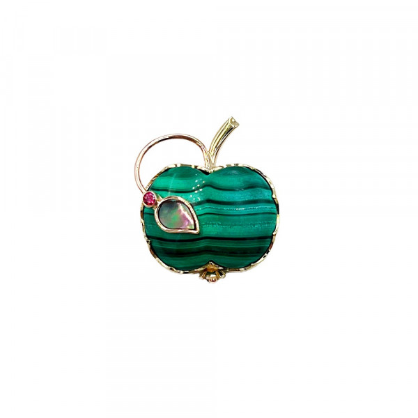 Золотий кулон жовтого кольору з цирконом «Яблуко»