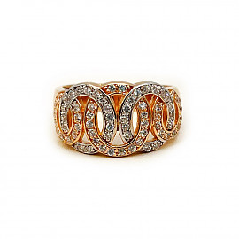 Каблучка з червоного з білим золота з цирконом 01-200893362