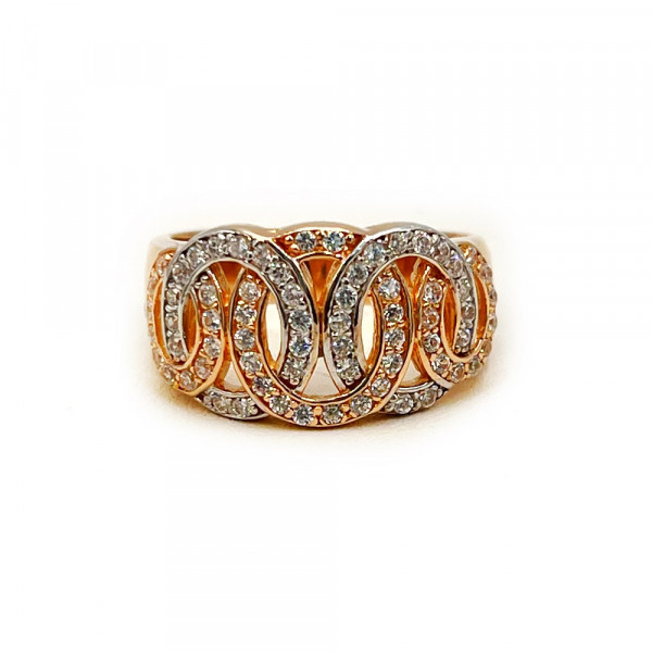 Каблучка з червоного з білим золота з цирконом