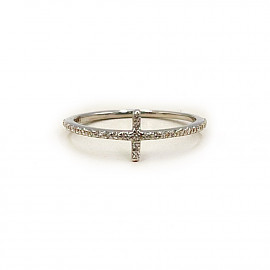 Каблучка з золота білого кольору з цирконом 01-200900462