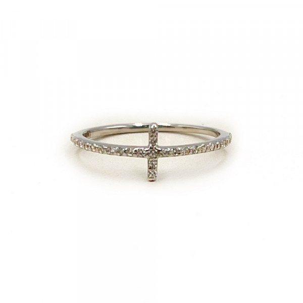 Каблучка з золота білого кольору з цирконом