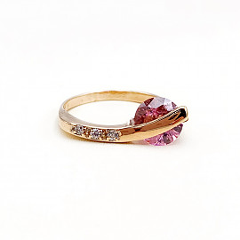 Золотое кольцо в красном цвете с цирконом 01-18197563