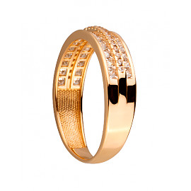 Золотое кольцо в красном цвете с цирконом