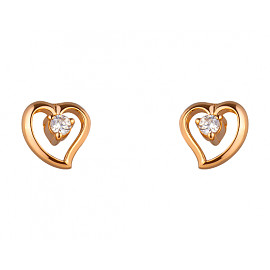 Серьги из красного золота с цирконом 01-200080263