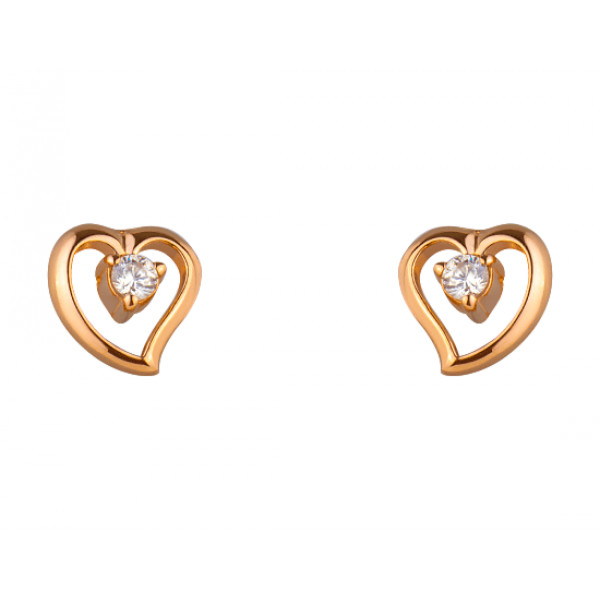 Серьги из красного золота с цирконом