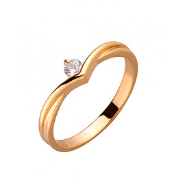 Золота каблучка у червоному кольорі з цирконом 01-200087463