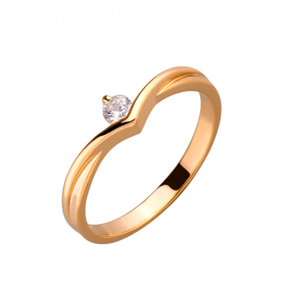 Золота каблучка у червоному кольорі з цирконом