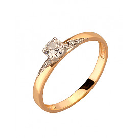 Каблучка з золота червоного з білим кольору з цирконом 01-200120263