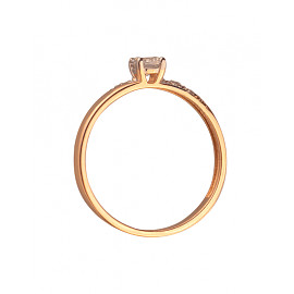 Каблучка з золота червоного з білим кольору з цирконом