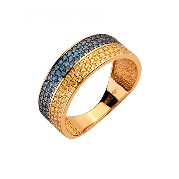 Золотое кольцо красного цвета с цирконом