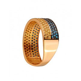 Золотое кольцо красного цвета с цирконом