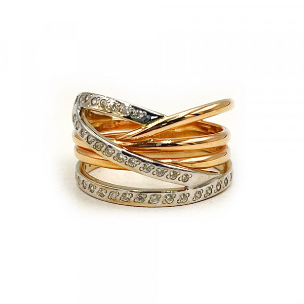 Каблучка з червоного з білим золота з цирконом