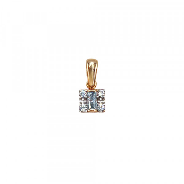 Золотой кулон в красном цвете с цирконом