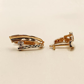 Серьги из красного с белым золота с цирконом 01-200358863