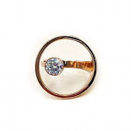 Золотое кольцо в красном цвете с цирконом 01-200781863