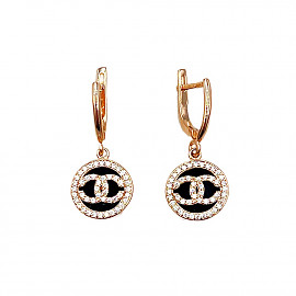 Золоті сережки червоного кольору з цирконом 01-200782263