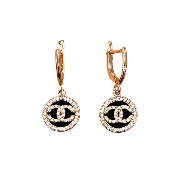 Золоті сережки червоного кольору з цирконом