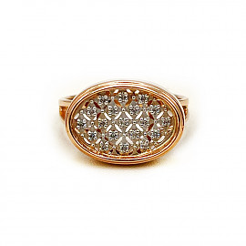 Каблучка з золота у червоному з білим кольорі з цирконом 01-200786263