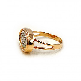 Каблучка з золота у червоному з білим кольорі з цирконом