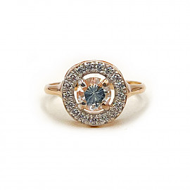 Каблучка з золота червоного з білим кольору з цирконом 01-200809063