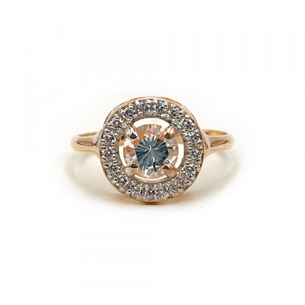 Каблучка з золота червоного з білим кольору з цирконом