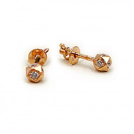 Сережки з червоного золота з цирконом 01-200894363