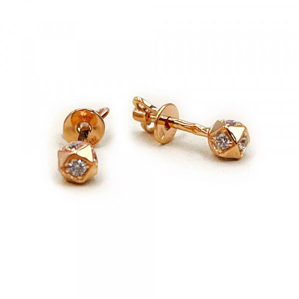 Серьги из красного золота с цирконом