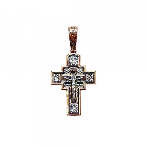 Хрестик з червоного з білим золота