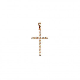 Хрестик з червоного золота з цирконом 01-200916063