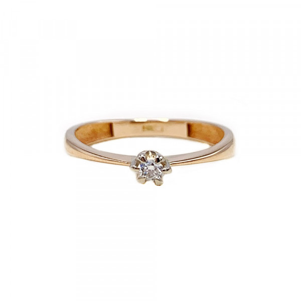 Золотое кольцо с белым бриллиантом
