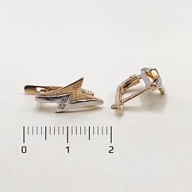 Серьги из красного с белым золота с цирконом
